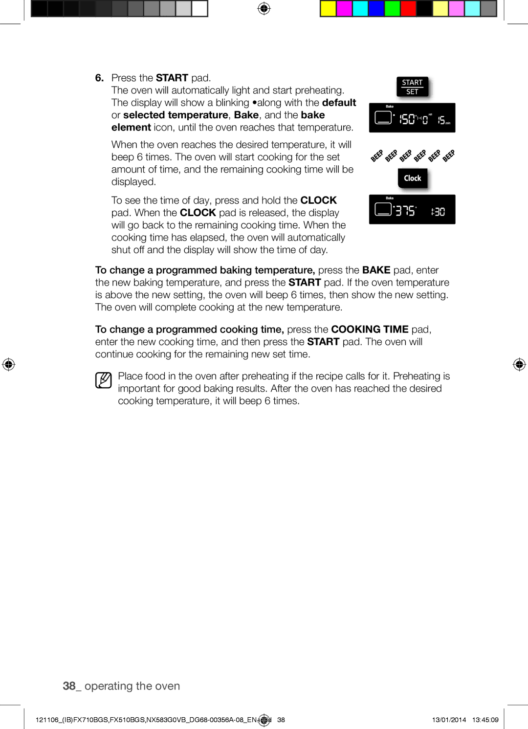 Samsung NX583G0VB user manual Press the Start pad 