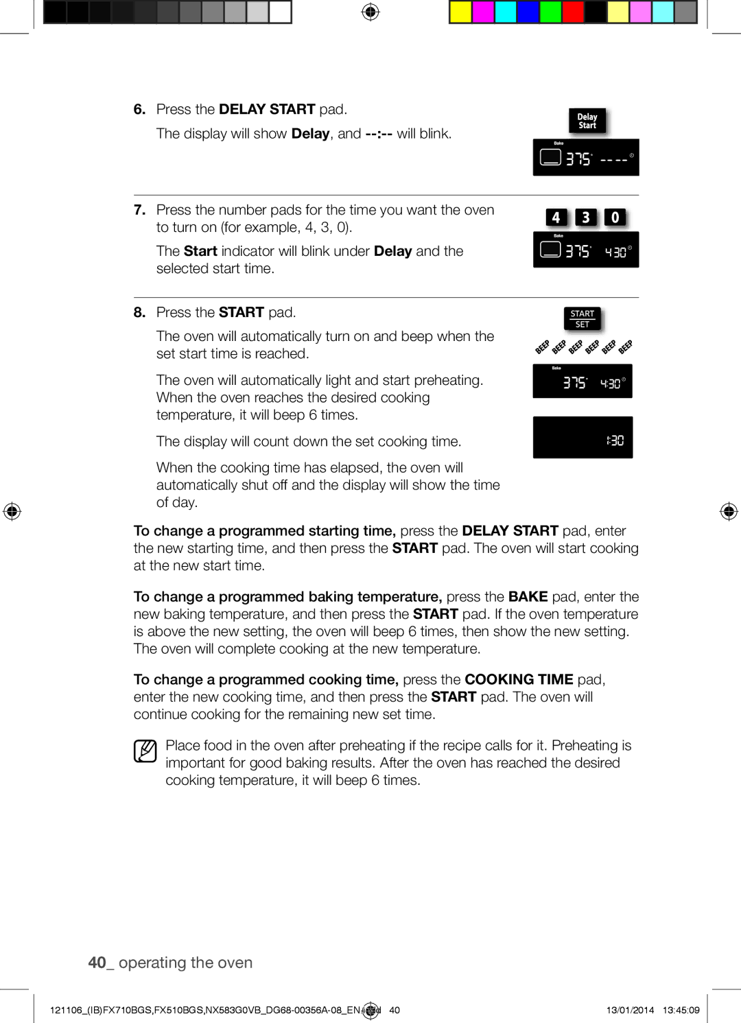 Samsung NX583G0VB user manual Operating the oven 