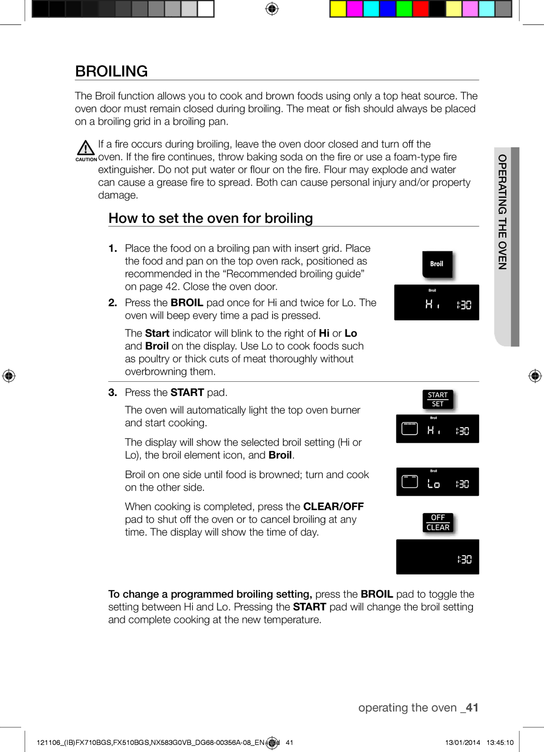 Samsung NX583G0VB user manual Broiling, How to set the oven for broiling 