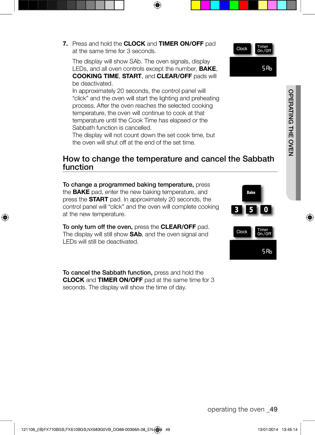 Samsung NX583G0VB user manual Operating the oven 