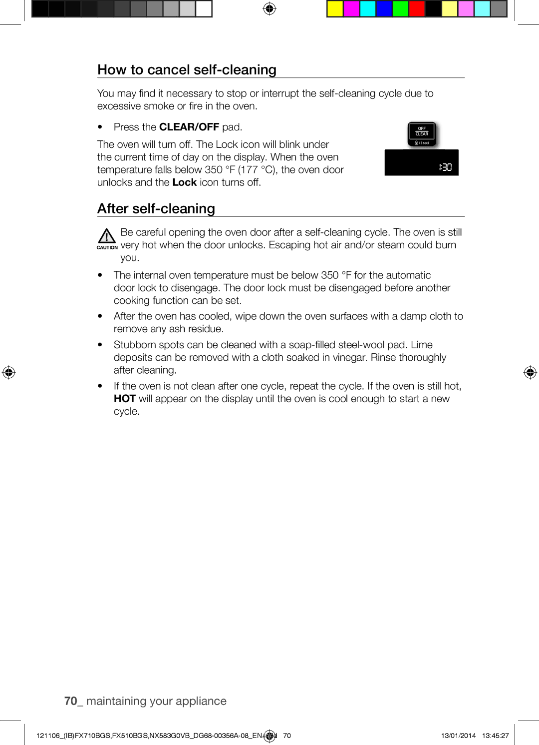 Samsung NX583G0VB user manual How to cancel self-cleaning, After self-cleaning 