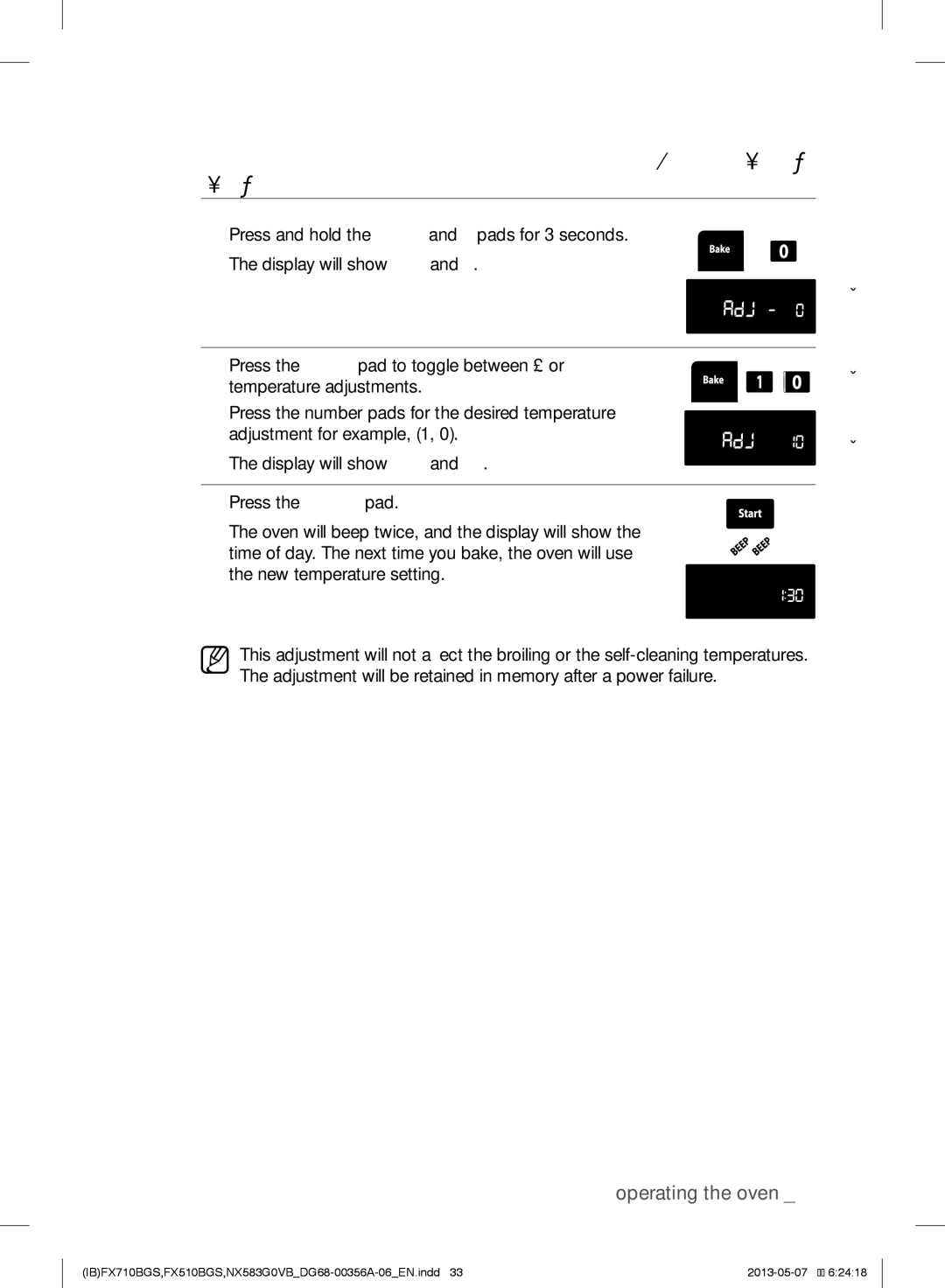 Samsung NX583GOVBSRPKG, NX583GOVBBB, NX583GOVBBPKG, NX583GOVBWWPKG, FX510BGS, FX710BGS user manual Operating the oven 