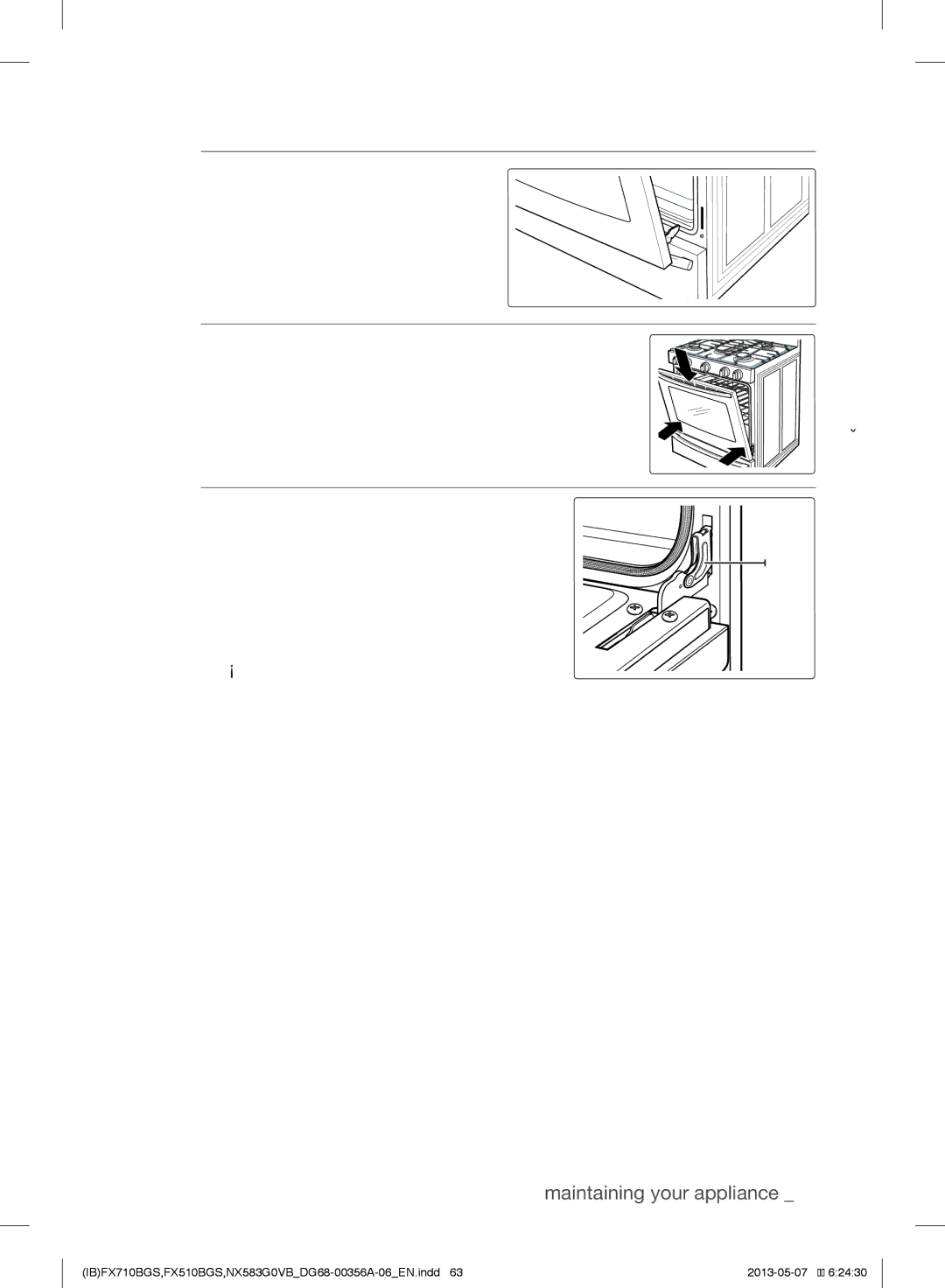 Samsung NX583GOVBBB, NX583GOVBBPKG, NX583GOVBWWPKG, NX583GOVBSRPKG, FX510BGS, FX710BGS user manual To replace the door 