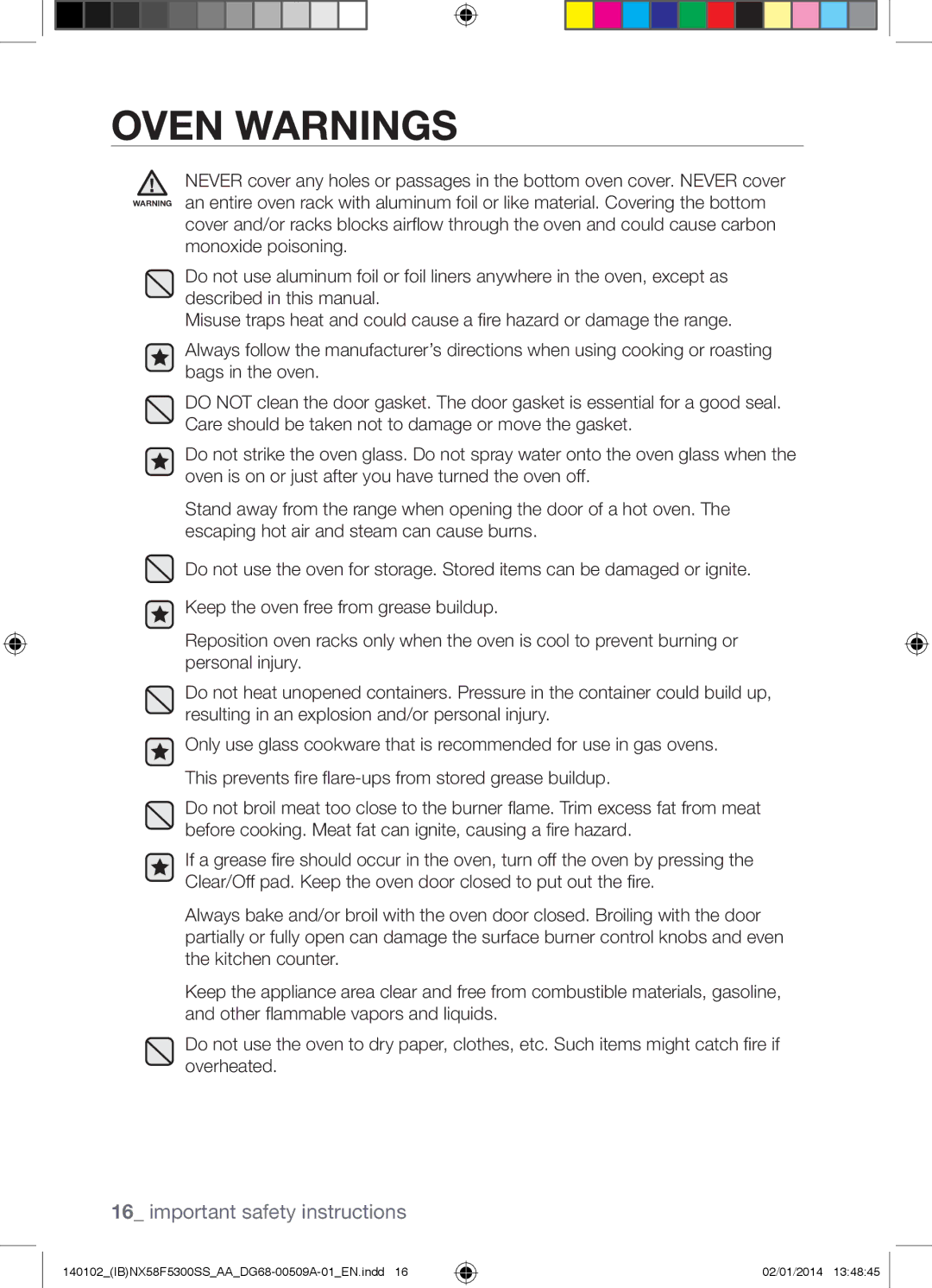 Samsung NX58F5500SW user manual Oven Warnings 