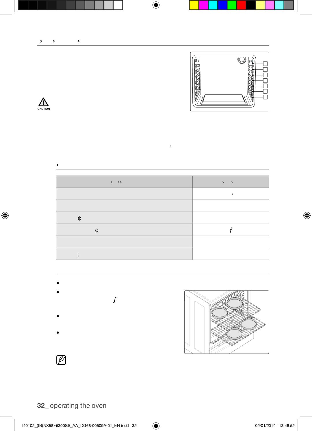 Samsung NX58F5500SW user manual Positioning the Oven Racks, Oven rack positions, Baking layer cakes 