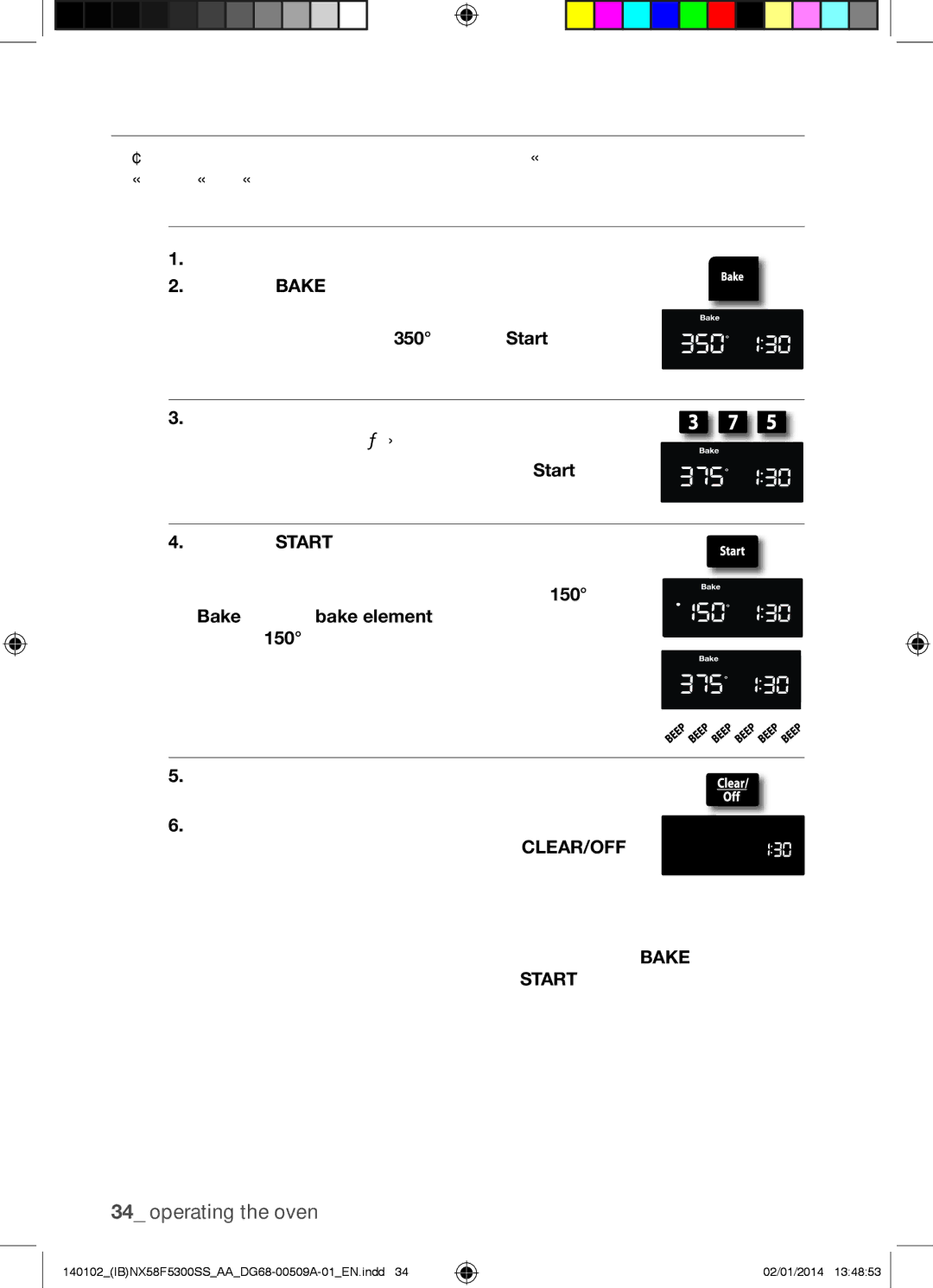 Samsung NX58F5500SW user manual Baking, How to set the oven temperature 