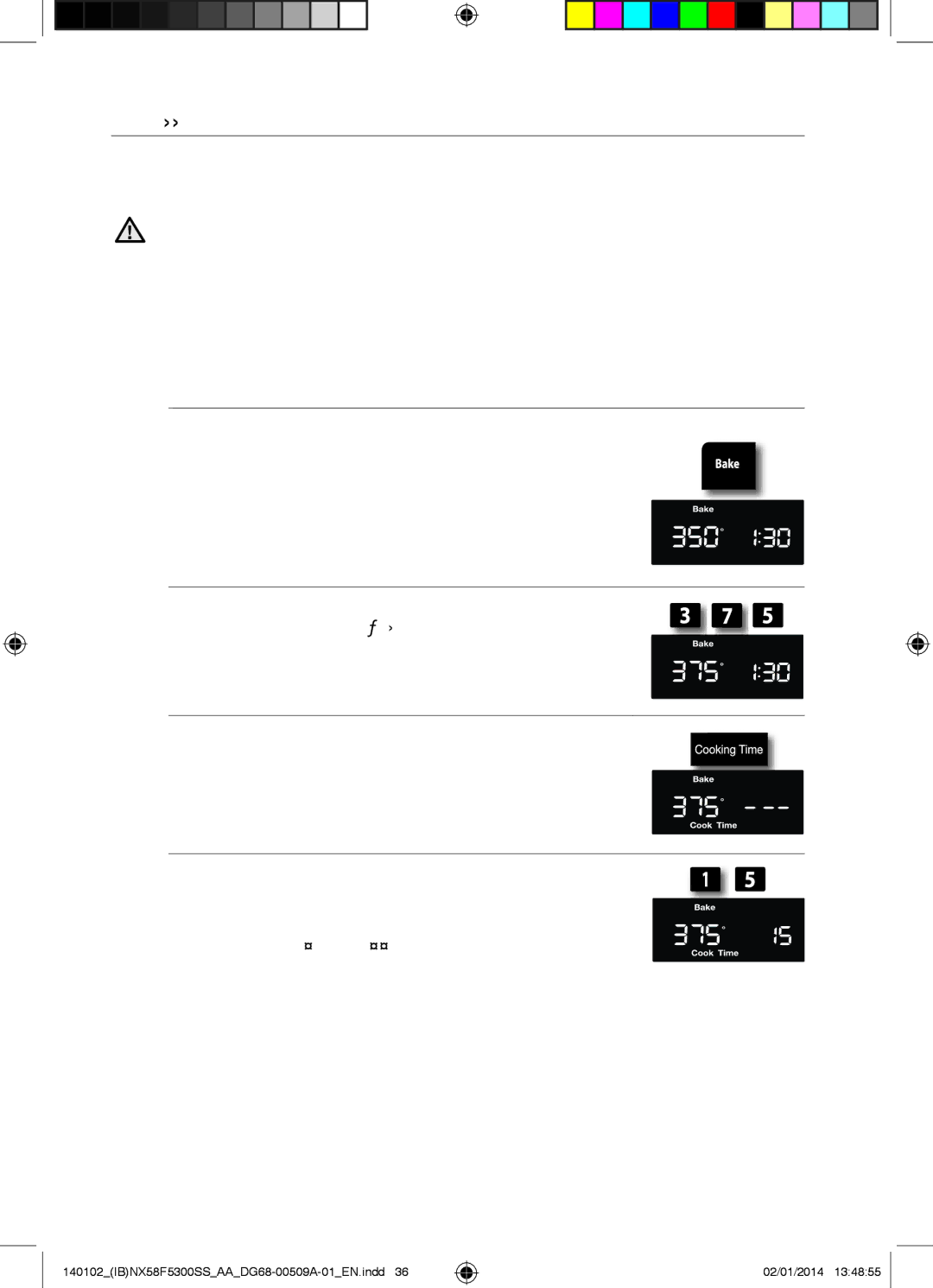 Samsung NX58F5500SW user manual Timed Cooking, How to set the oven for timed cooking 