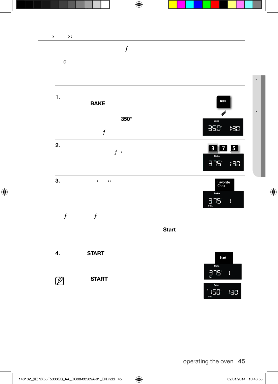 Samsung NX58F5500SW user manual Favorite Cooking, How to set a favorite cook selection 