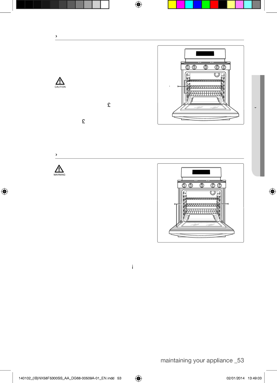 Samsung NX58F5500SW user manual Oven racks, Oven door, Ianl ppat in a m ngiyour i a 