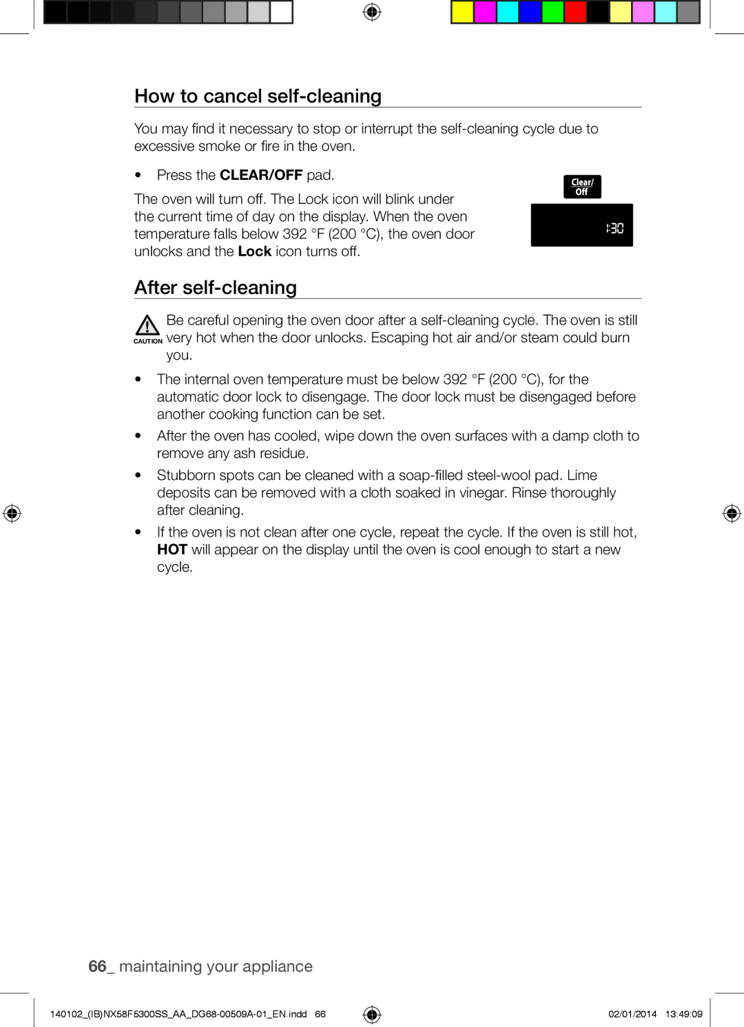 Samsung NX58F5500SW user manual How to cancel self-cleaning, After self-cleaning 