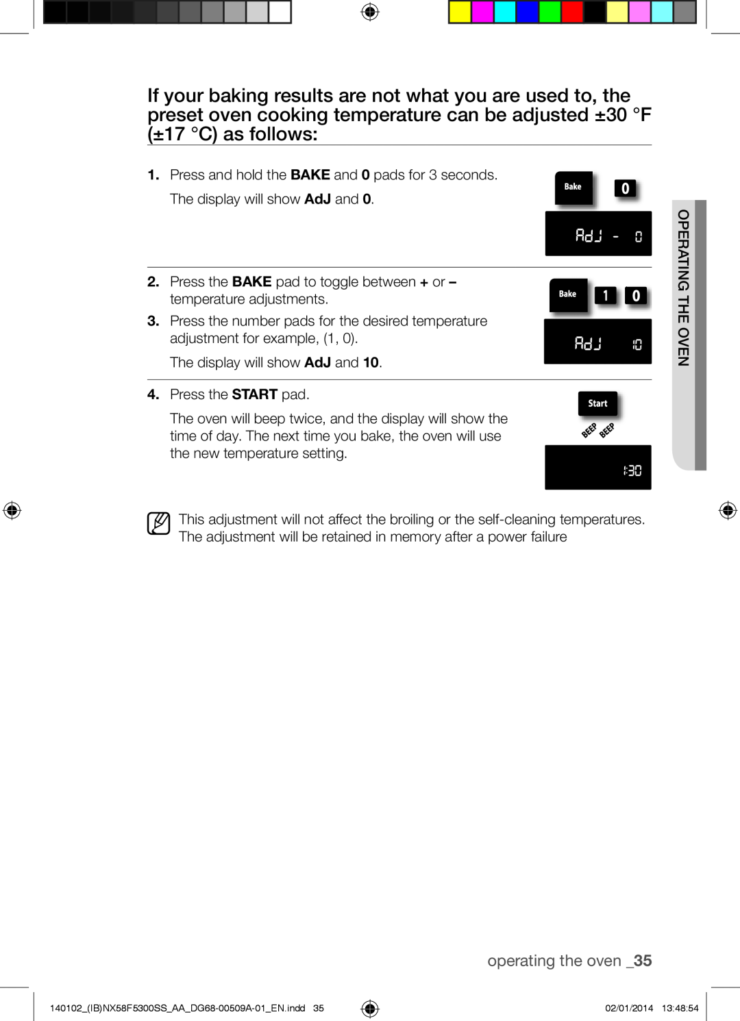 Samsung NX58F5500SW user manual operating the oven 