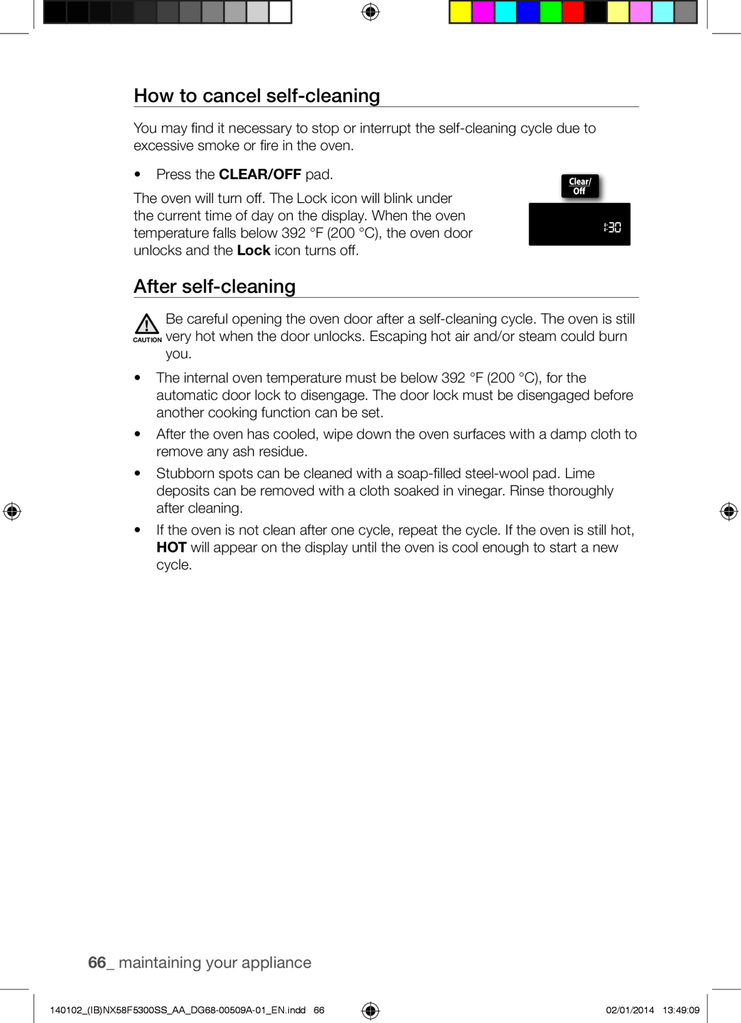 Samsung NX58F5500SW user manual How to cancel self-cleaning, After self-cleaning, maintaining your appliance 