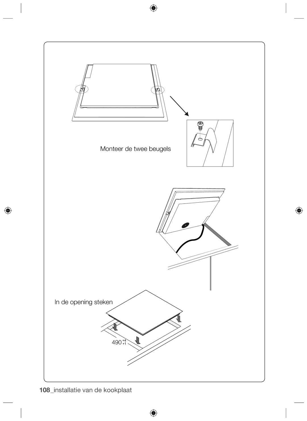 Samsung NZ63F3NM1AB/UR manual 108installatie van de kookplaat 