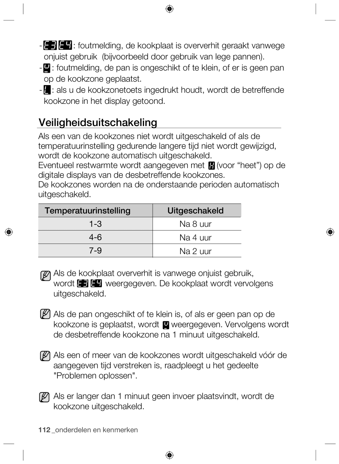 Samsung NZ63F3NM1AB/UR manual Veiligheidsuitschakeling 