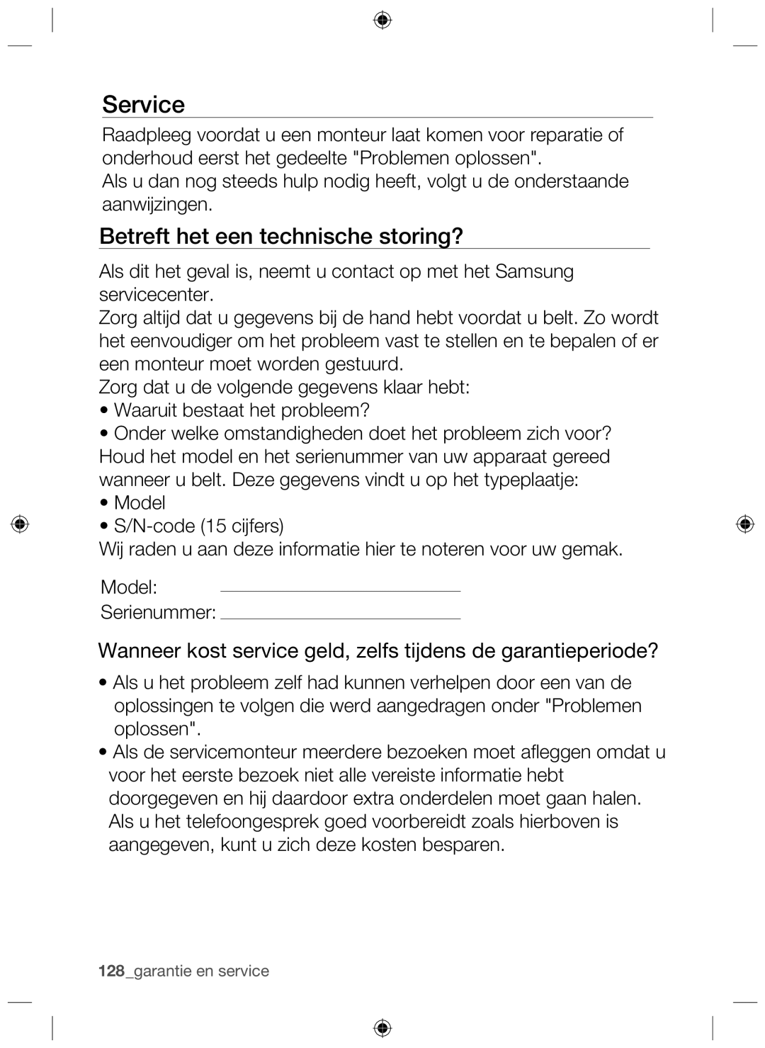 Samsung NZ63F3NM1AB/UR manual Service, Betreft het een technische storing? 