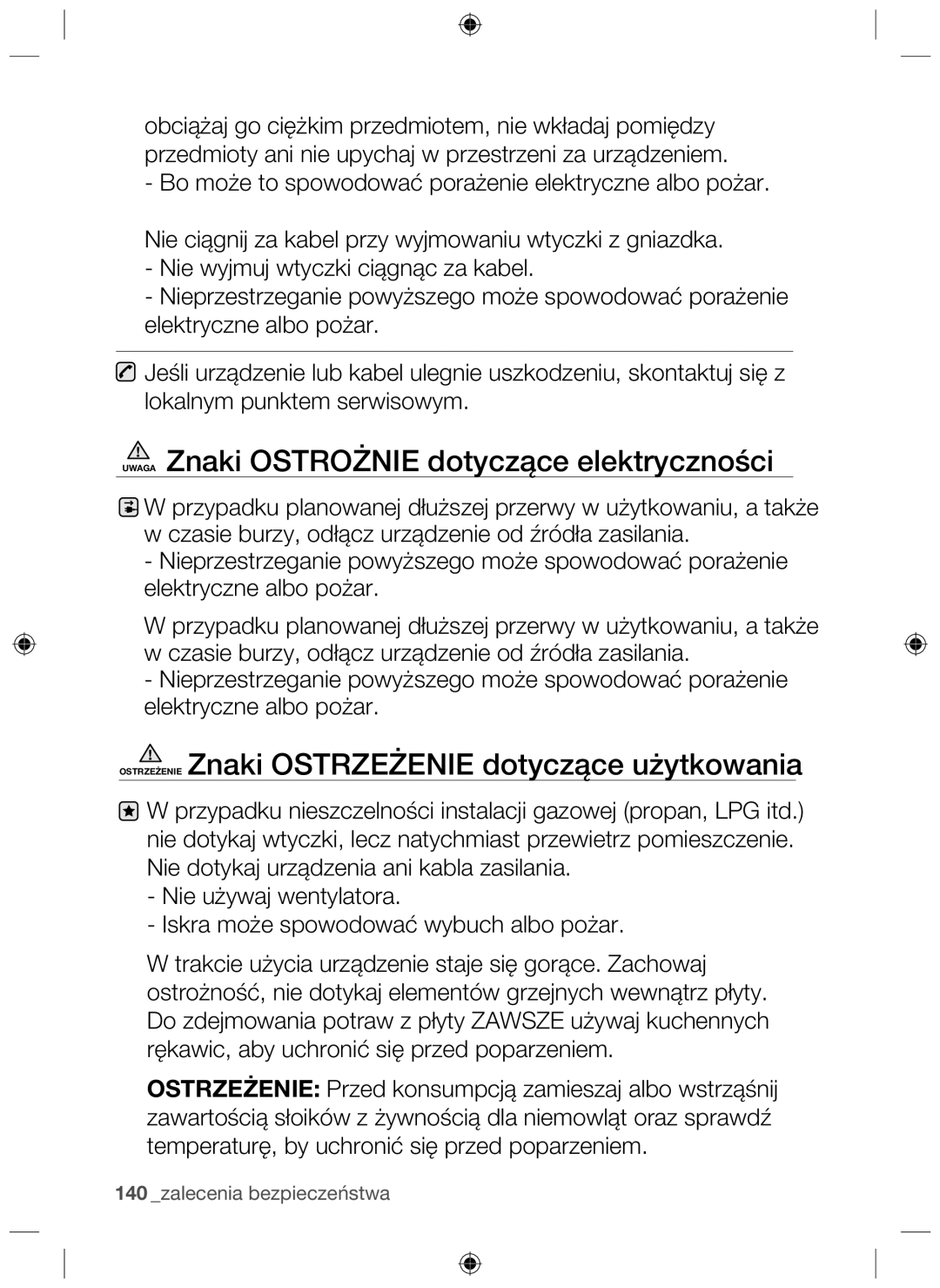 Samsung NZ63F3NM1AB/UR Uwaga Znaki Ostrożnie dotyczące elektryczności, Ostrzeżenie Znaki Ostrzeżenie dotyczące użytkowania 