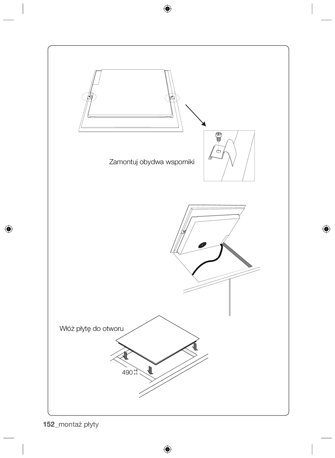 Samsung NZ63F3NM1AB/UR manual 152montaż płyty 