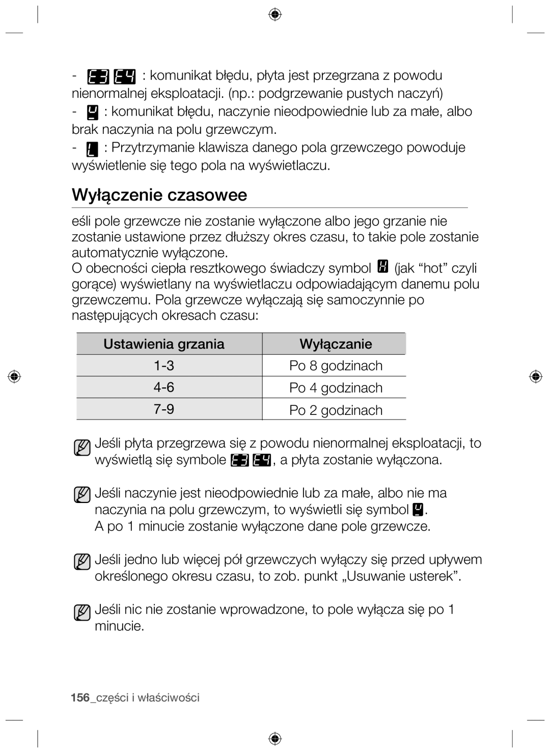 Samsung NZ63F3NM1AB/UR manual Wyłączenie czasowee 