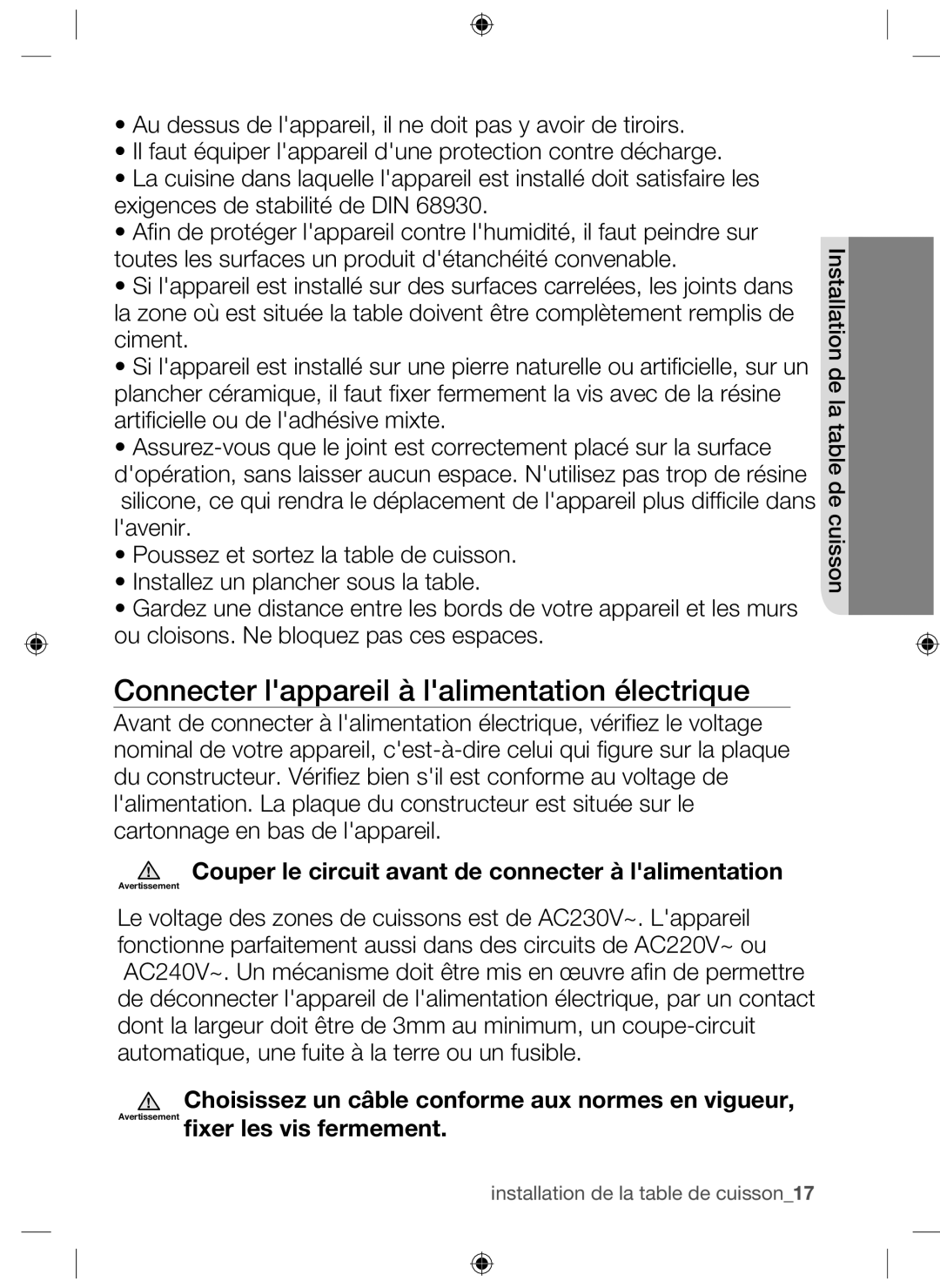 Samsung NZ63F3NM1AB/UR manual Connecter lappareil à lalimentation électrique 