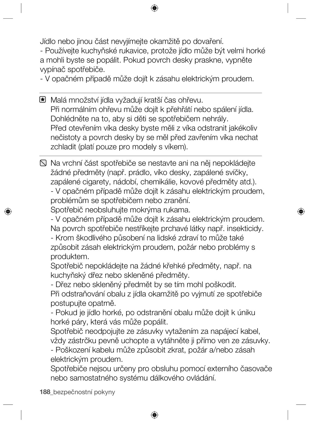 Samsung NZ63F3NM1AB/UR manual 188bezpečnostní pokyny 