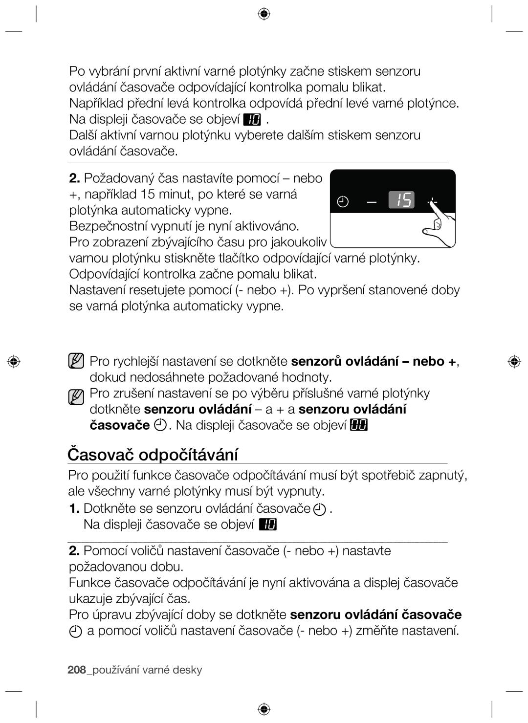 Samsung NZ63F3NM1AB/UR manual Časovač odpočítávání 