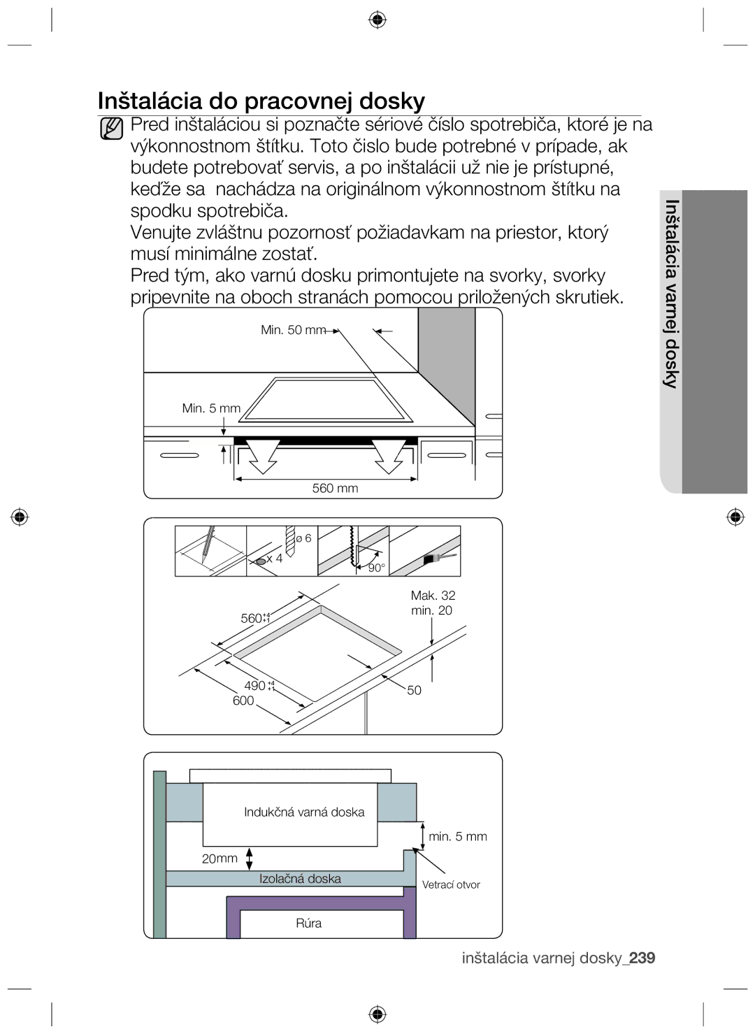 Samsung NZ63F3NM1AB/UR manual Inštalácia do pracovnej dosky 