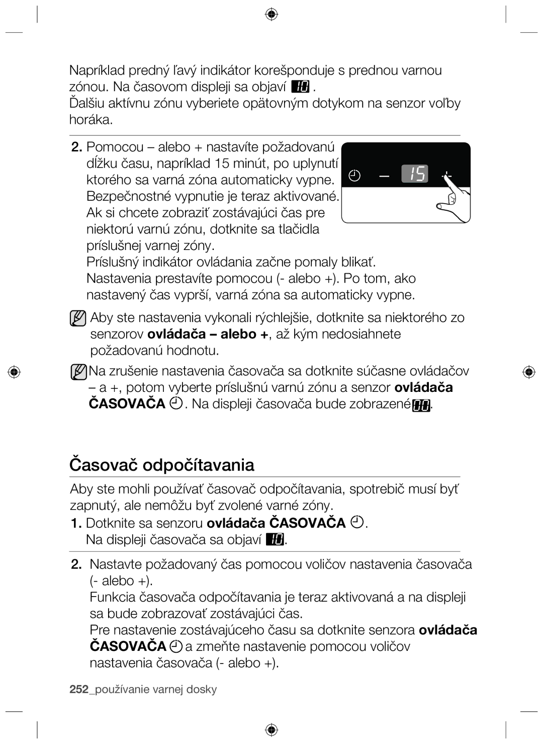 Samsung NZ63F3NM1AB/UR manual Časovač odpočítavania 