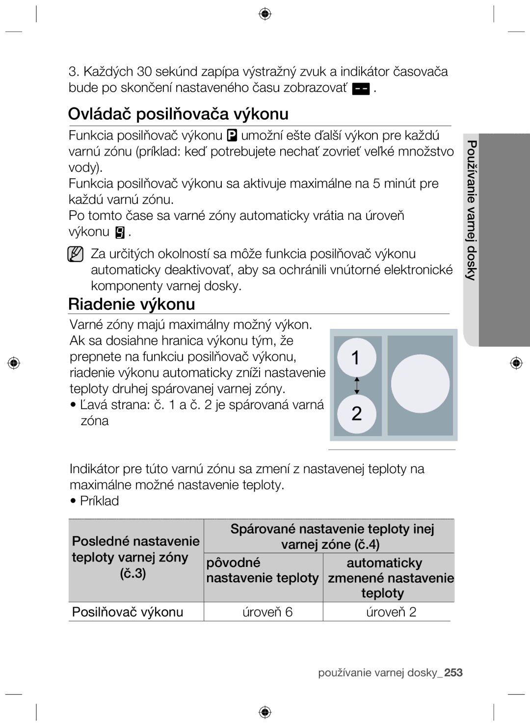 Samsung NZ63F3NM1AB/UR manual Ovládač posilňovača výkonu, Riadenie výkonu 