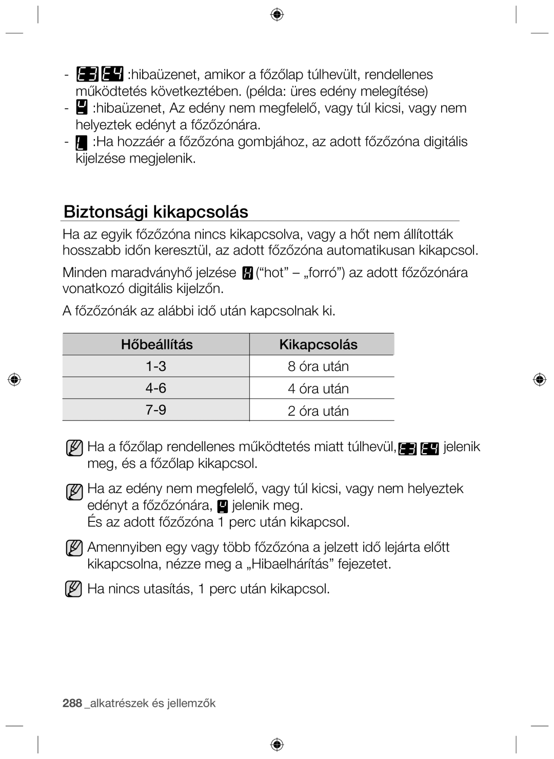 Samsung NZ63F3NM1AB/UR manual Biztonsági kikapcsolás 