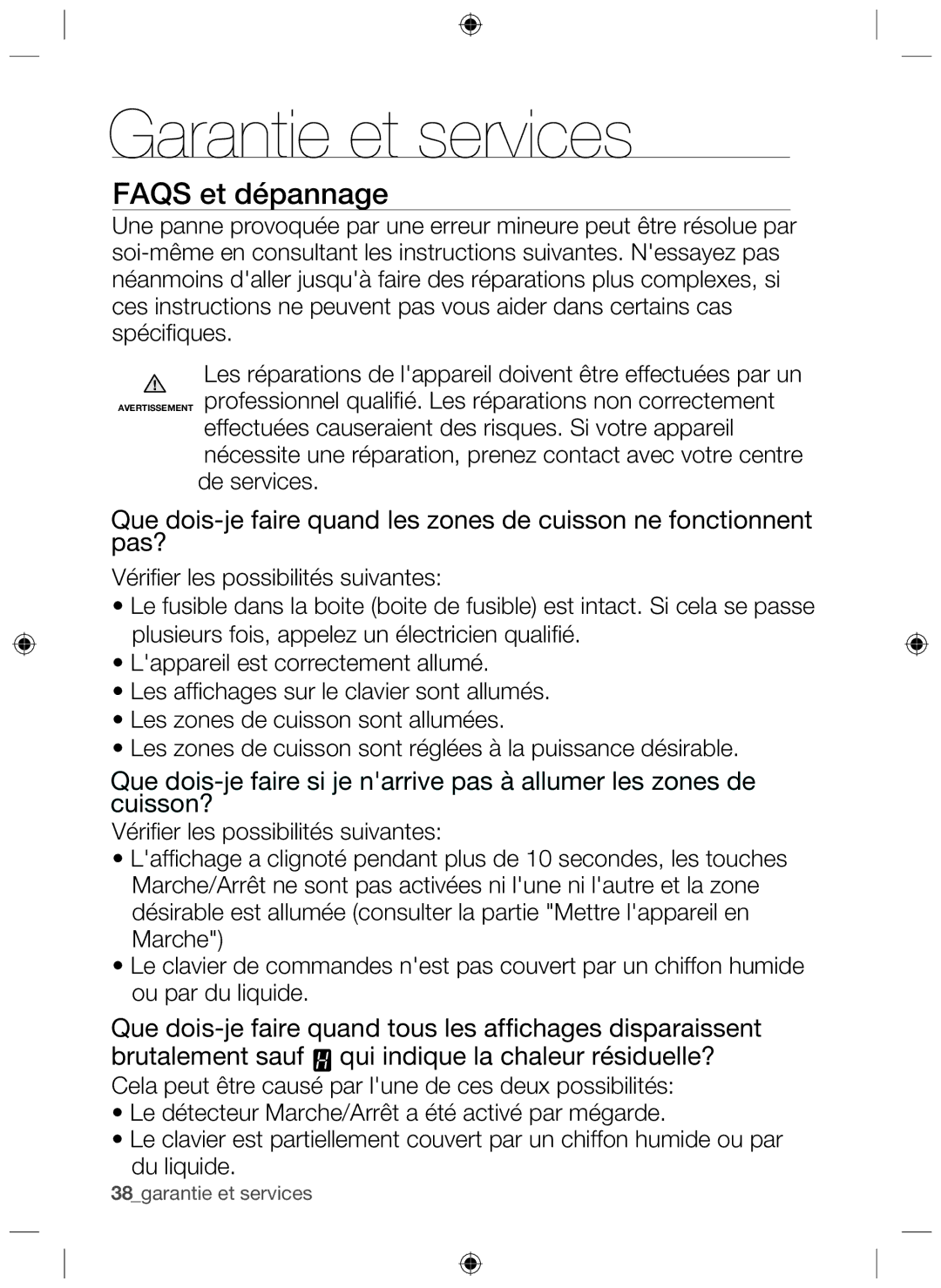 Samsung NZ63F3NM1AB/UR manual Garantie et services, Faqs et dépannage 