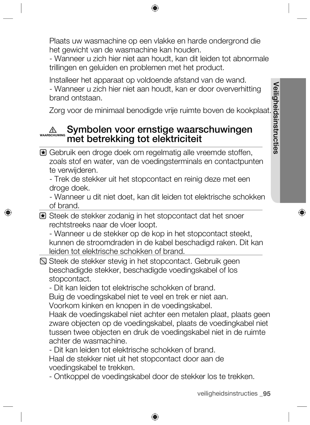 Samsung NZ63F3NM1AB/UR manual Veiligheidsinstructies 