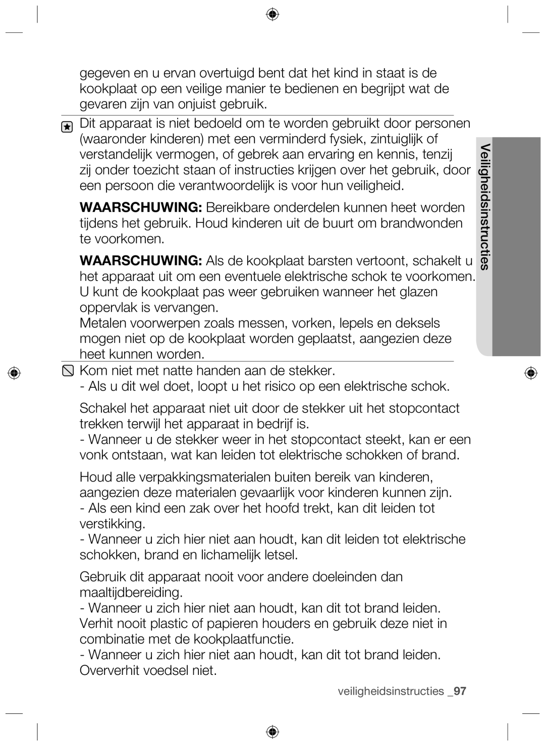 Samsung NZ63F3NM1AB/UR manual Veiligheidsinstructies 