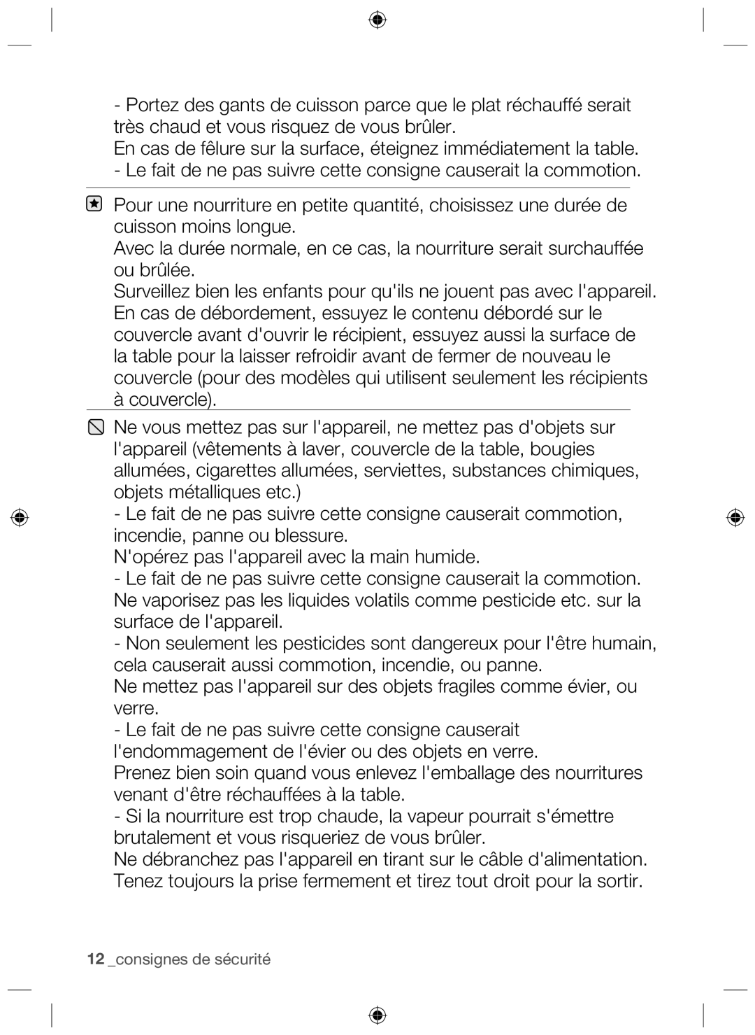 Samsung NZ63H37070K/EF manual Consignes de sécurité 