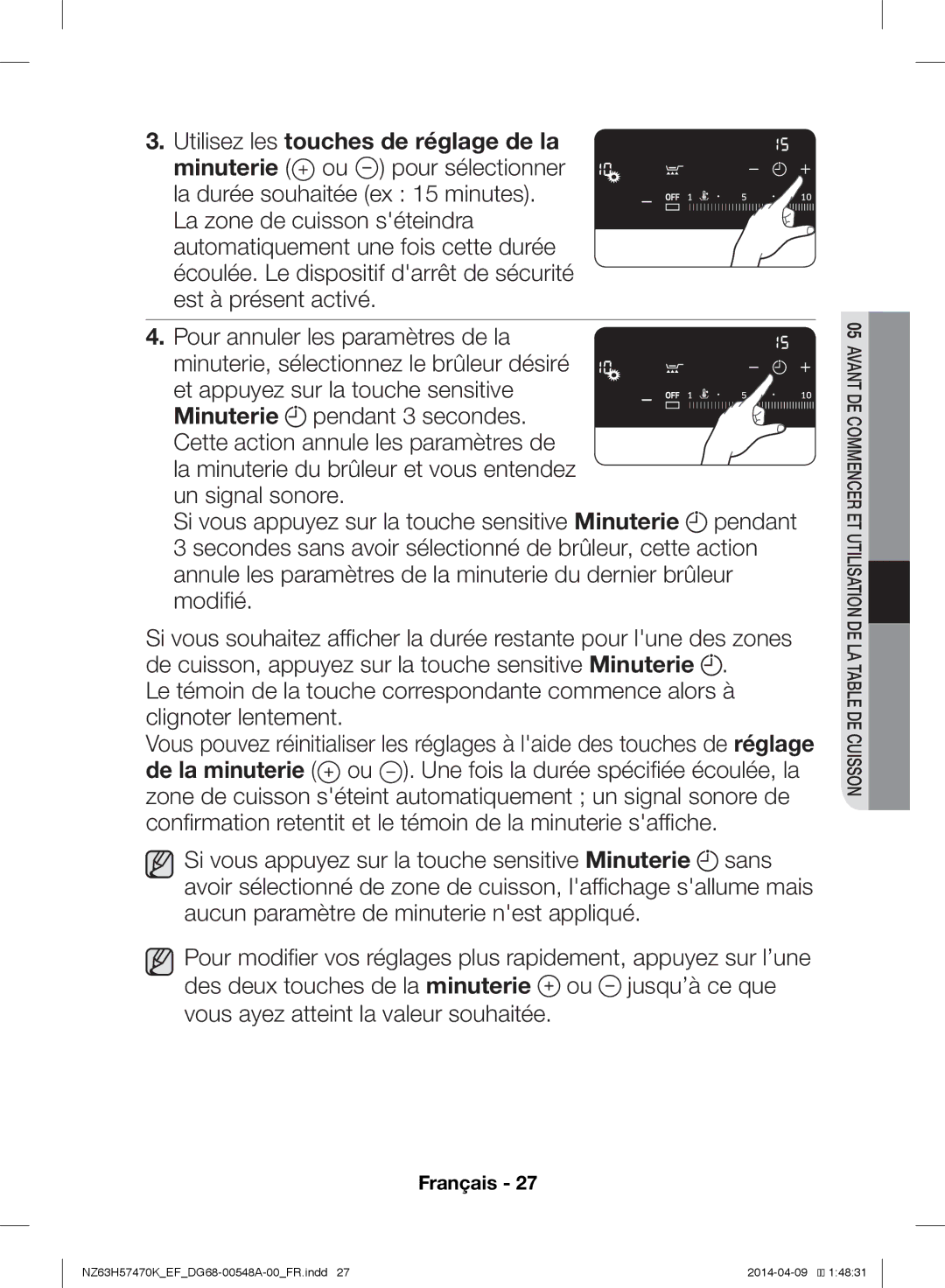 Samsung NZ63H57470K/EF, NZ63H57473K/EF manual Utilisez les touches de réglage de la 