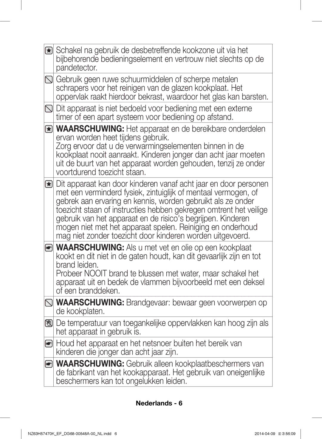 Samsung NZ63H57473K/EF, NZ63H57470K/EF manual Nederlands 