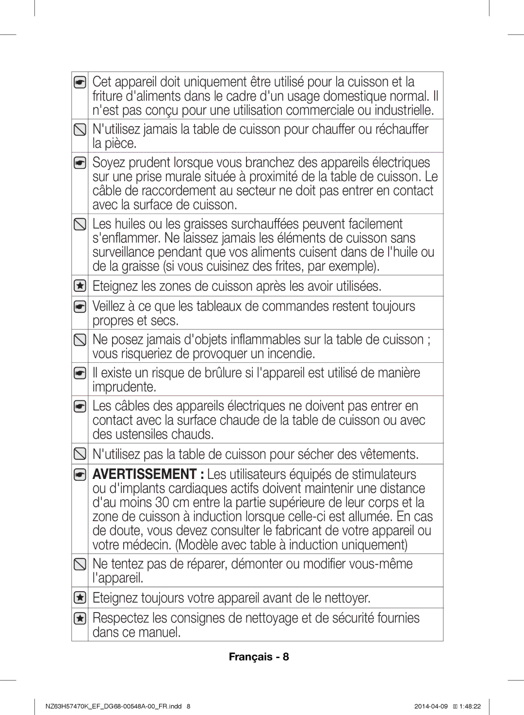 Samsung NZ63H57473K/EF, NZ63H57470K/EF manual Français 