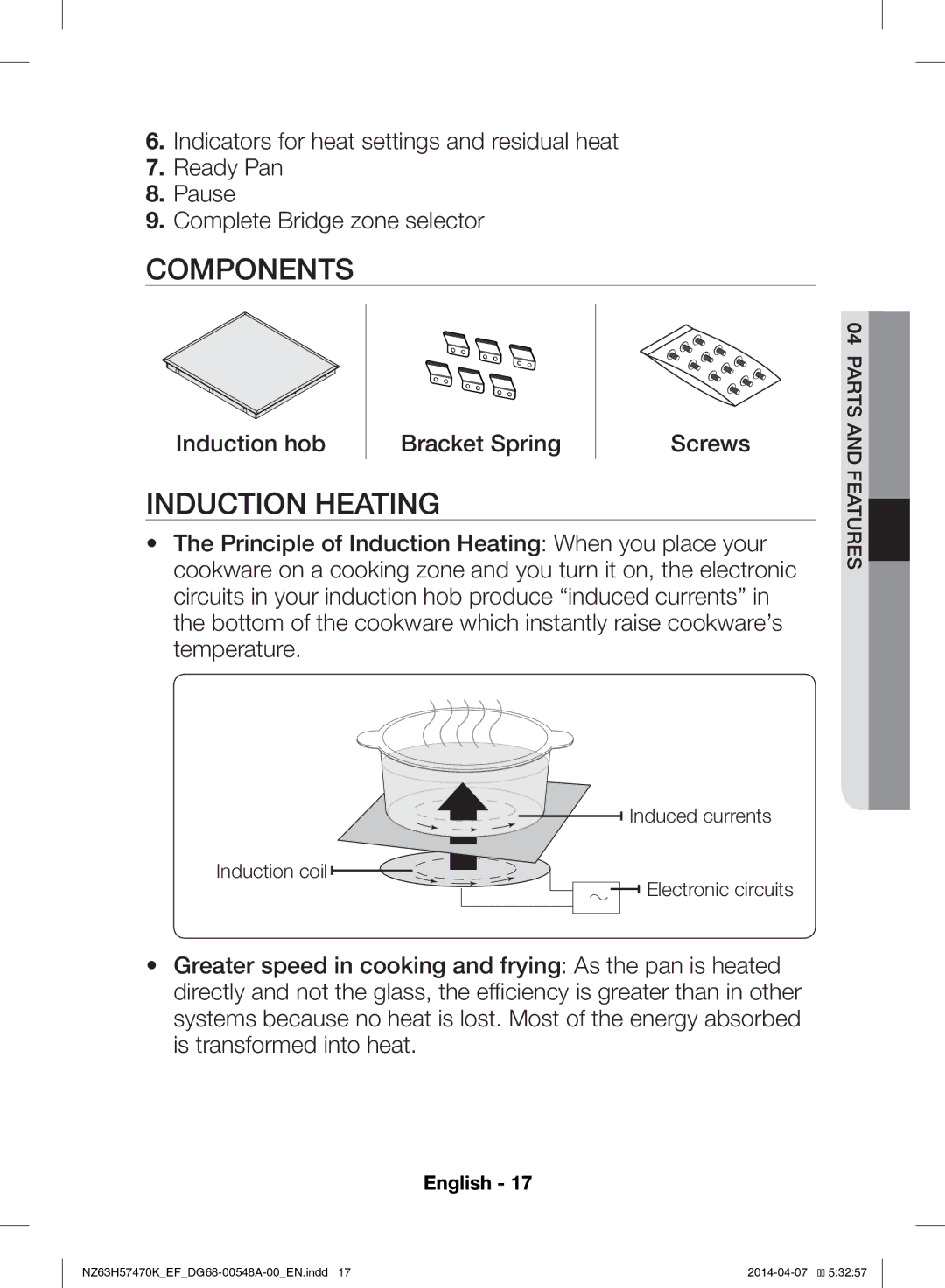 Samsung NZ63H57470K/EF, NZ63H57473K/EF manual Components, Induction Heating 