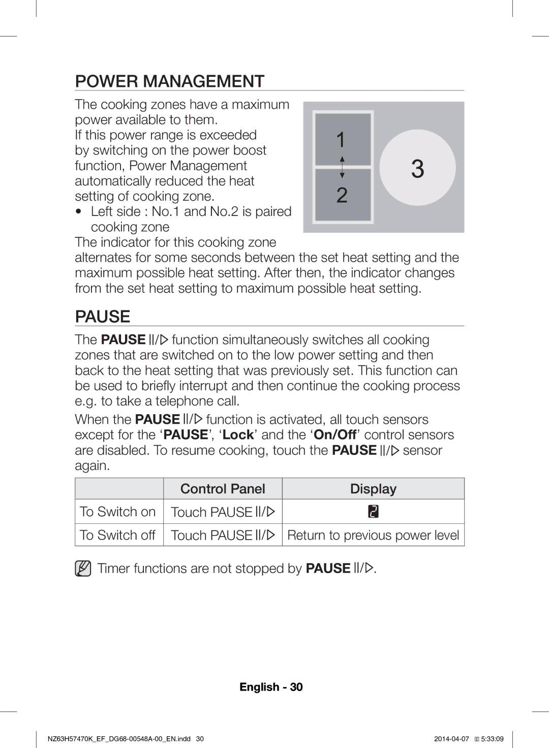 Samsung NZ63H57473K/EF, NZ63H57470K/EF manual Power Management, Pause 