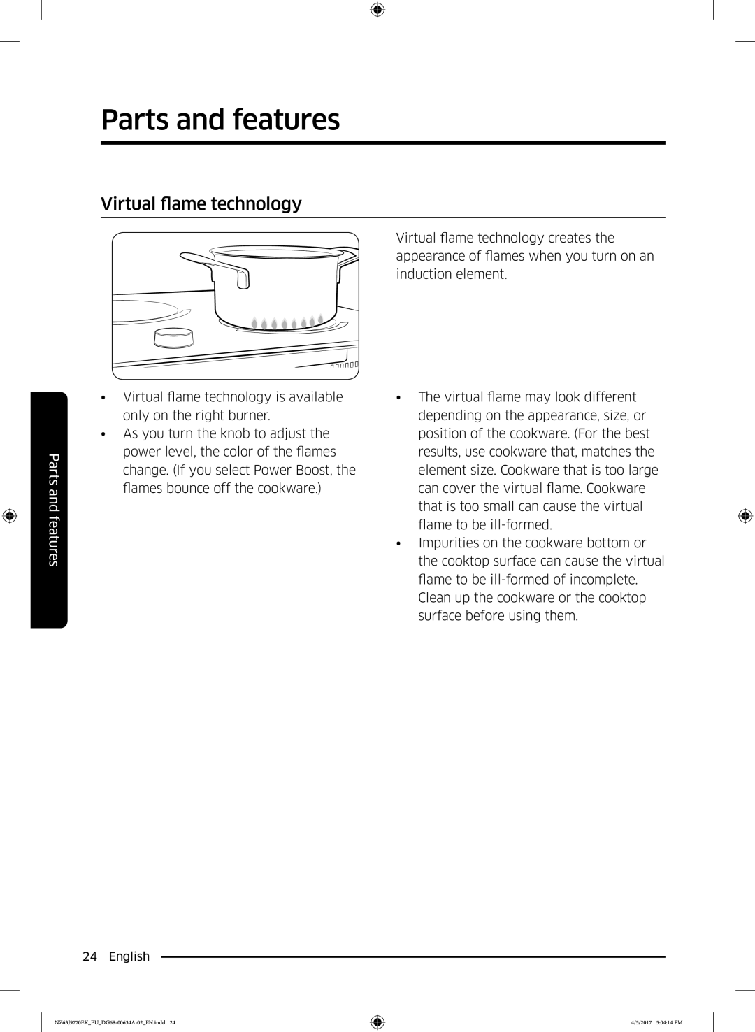 Samsung NZ63J9770EK/EE, NZ63J9770EK/EU manual Virtual flame technology 