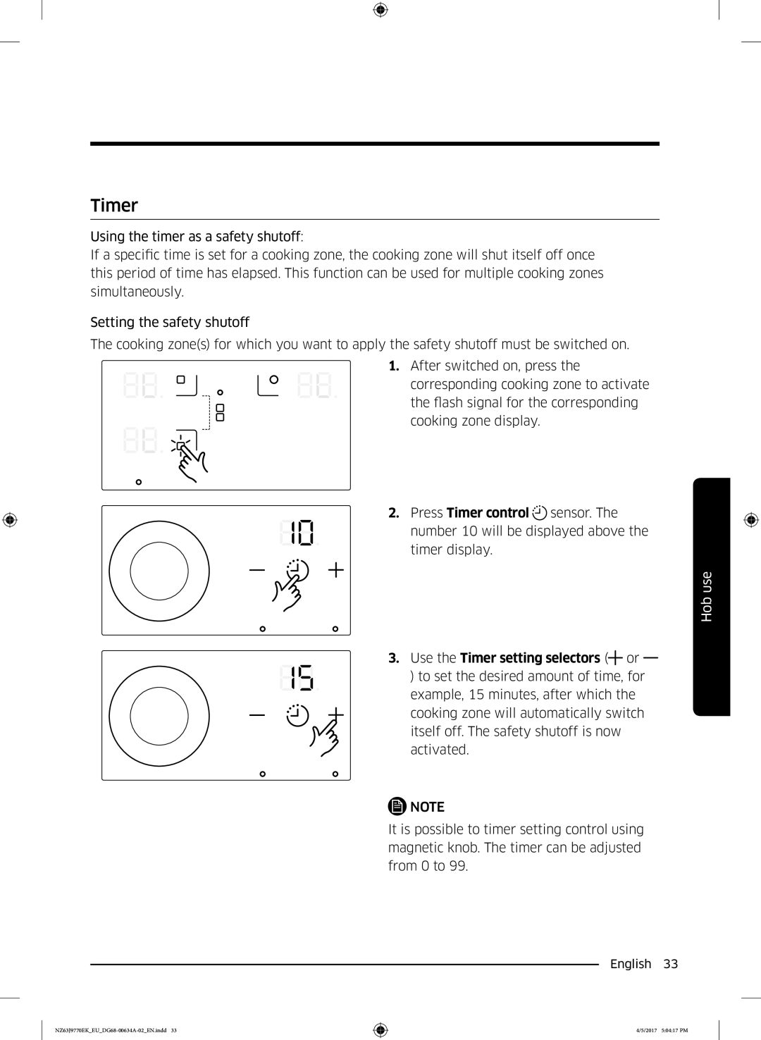 Samsung NZ63J9770EK/EU, NZ63J9770EK/EE manual Timer 