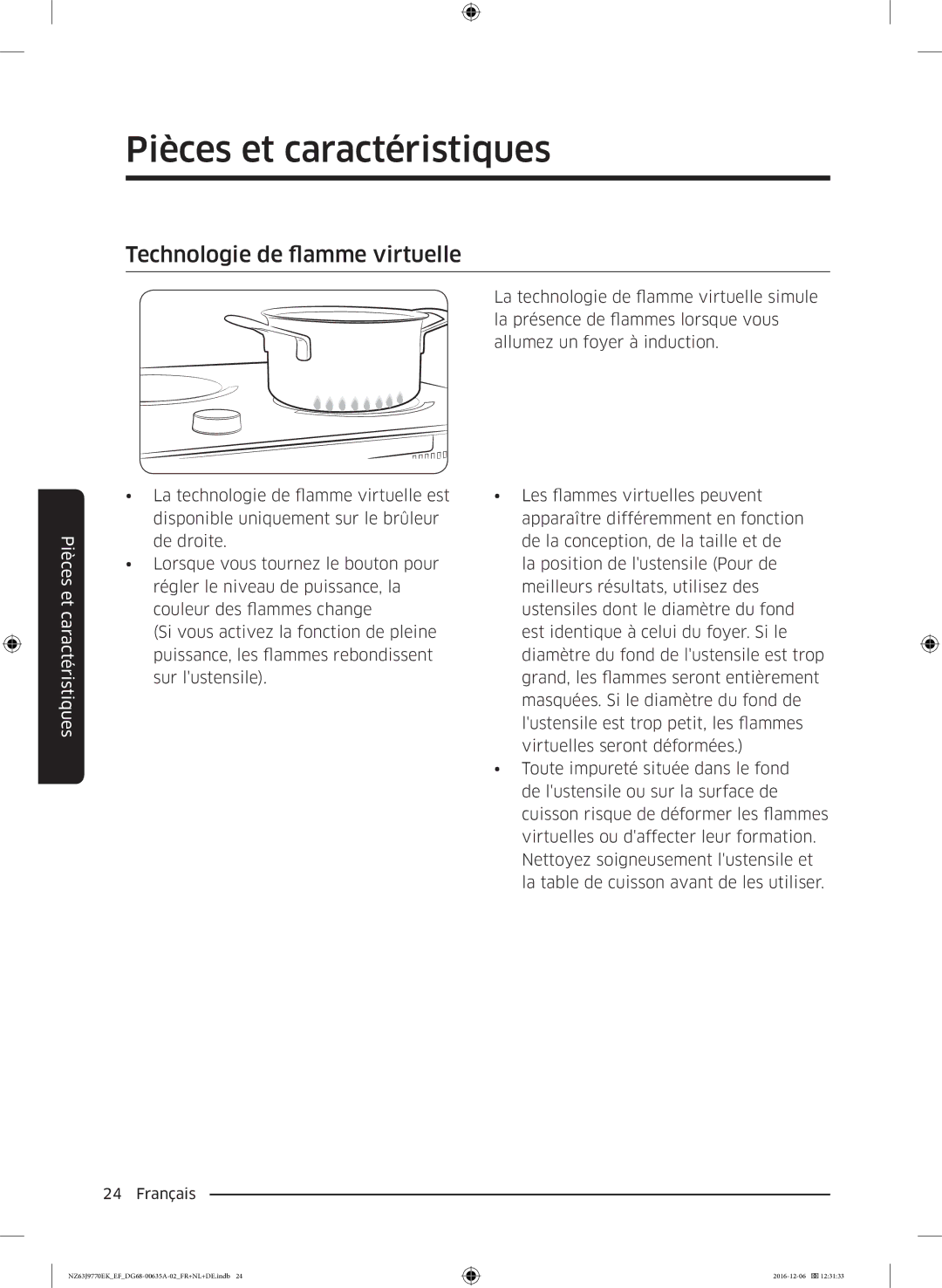 Samsung NZ63J9770EK/EF manual Technologie de flamme virtuelle 