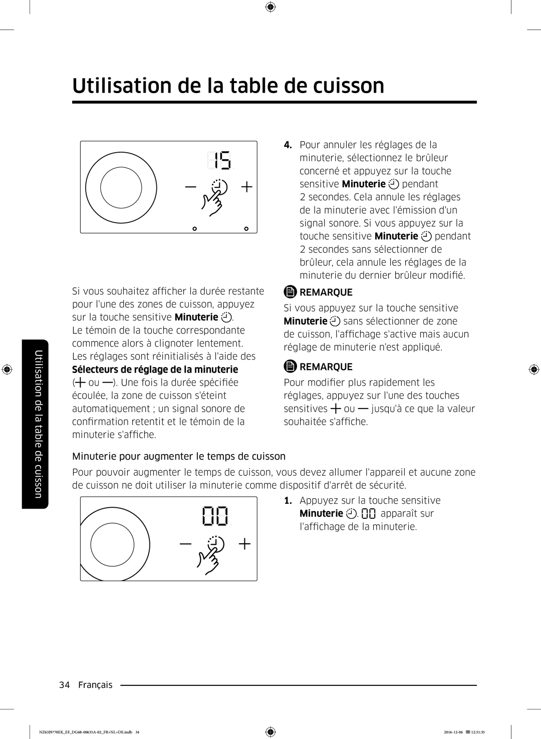 Samsung NZ63J9770EK/EF manual Utilisation de la table 