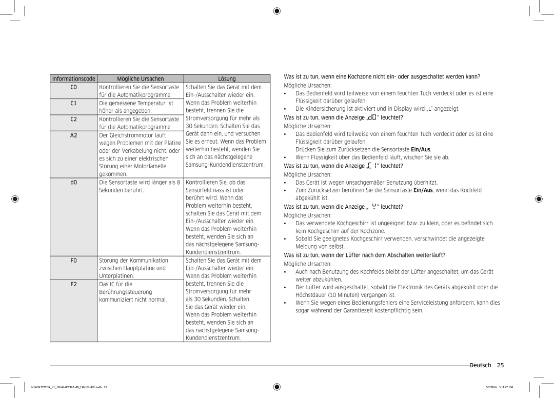 Samsung NZ63K5727BK/EF manual Garantie und Service 