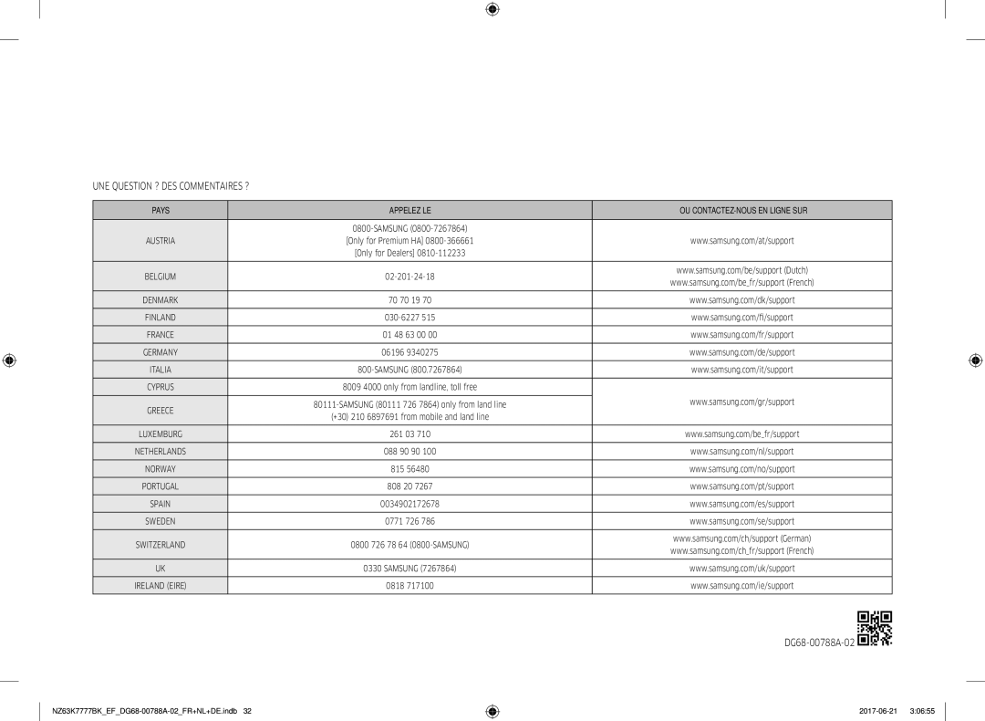 Samsung NZ63K7777BK/EF manual UNE Question ? DES Commentaires ? 