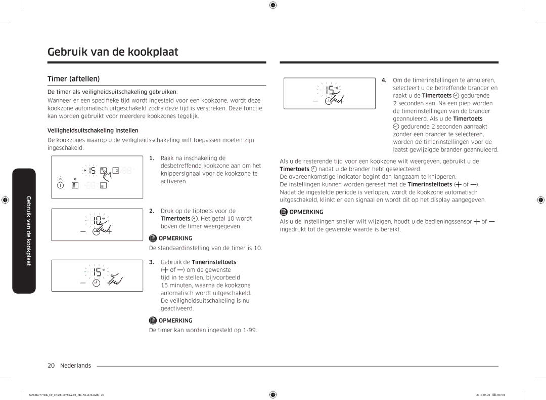 Samsung NZ63K7777BK/EF manual Timer aftellen 