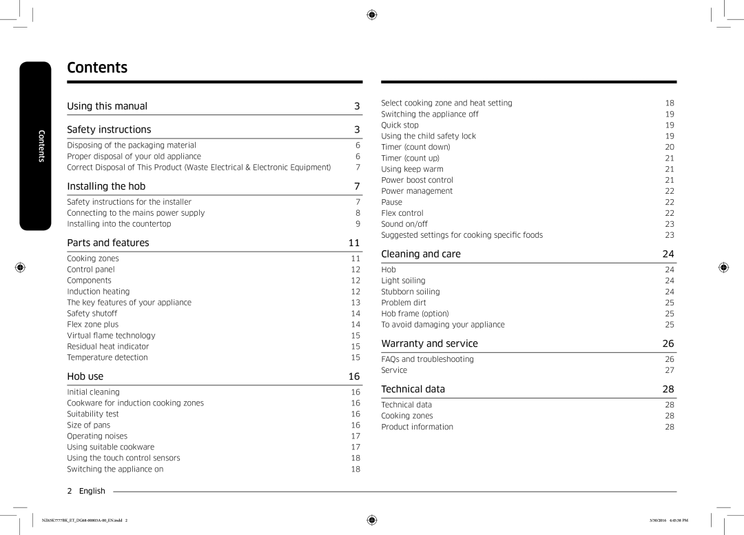 Samsung NZ63K7777BK/ET manual Contents 