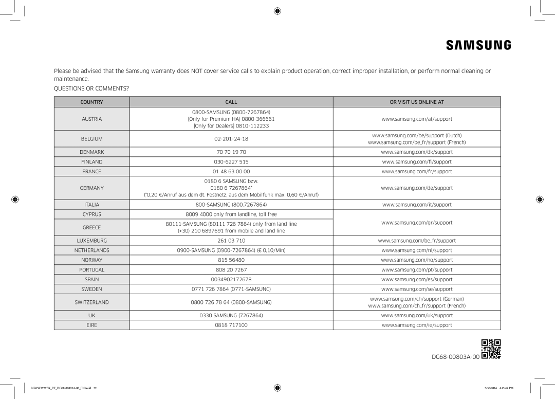 Samsung NZ63K7777BK/ET manual Questions or COMMENTS? 