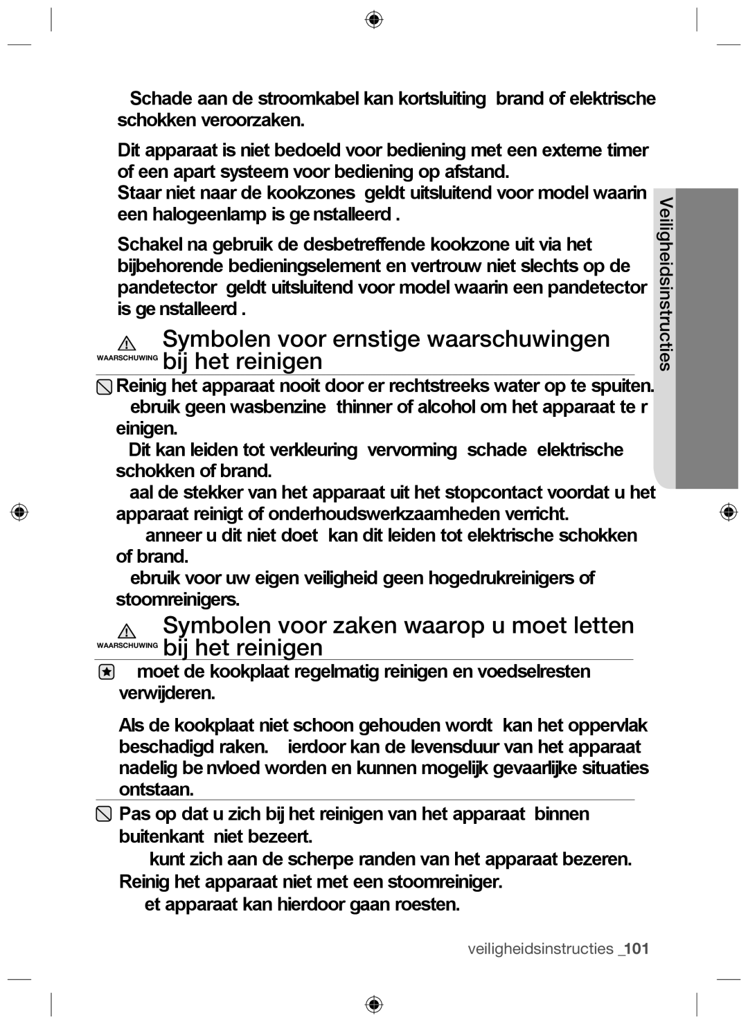 Samsung NZ64F3NM1AB/UR manual Veiligheidsinstructies 