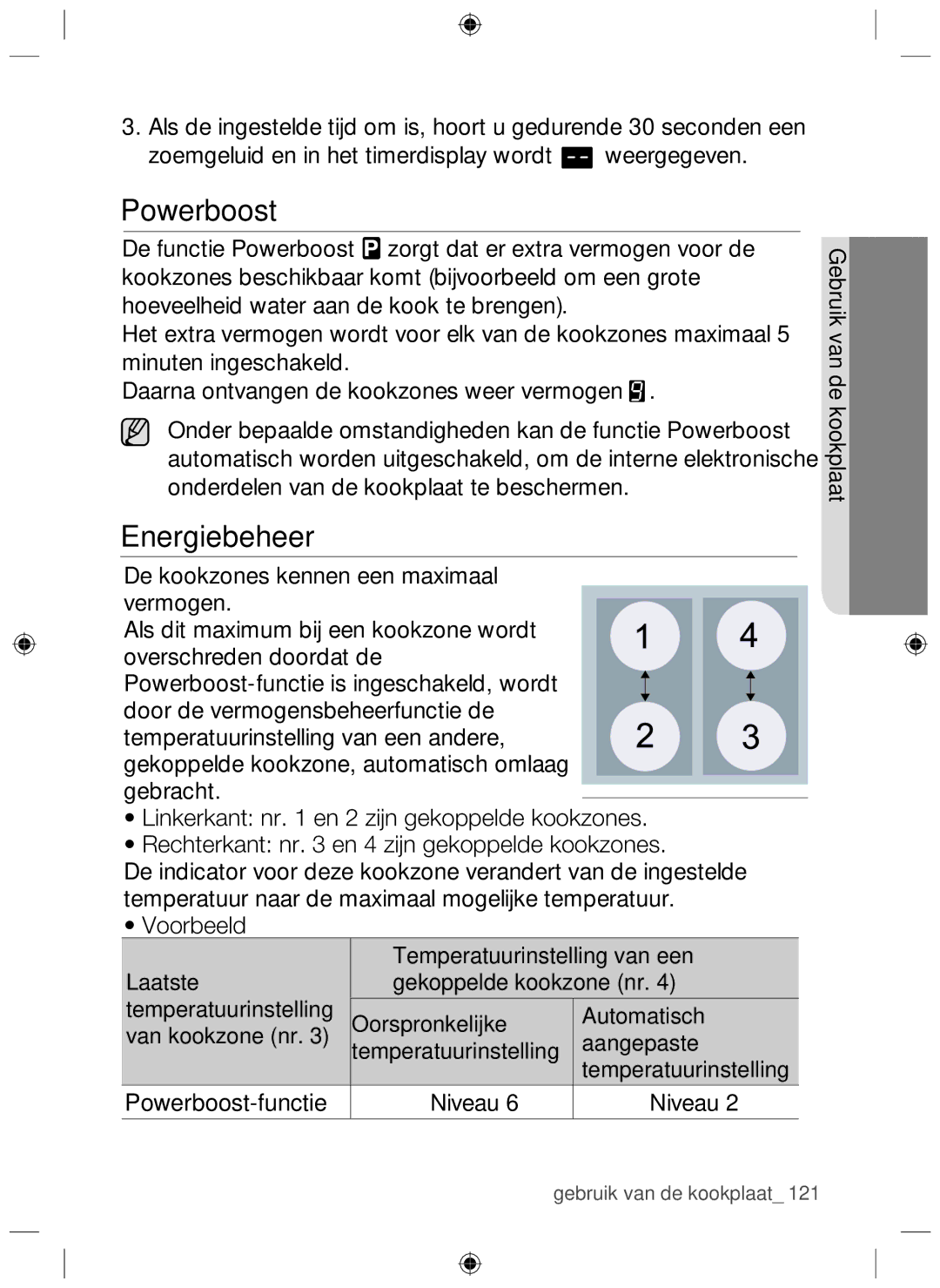 Samsung NZ64F3NM1AB/UR manual Powerboost, Energiebeheer 