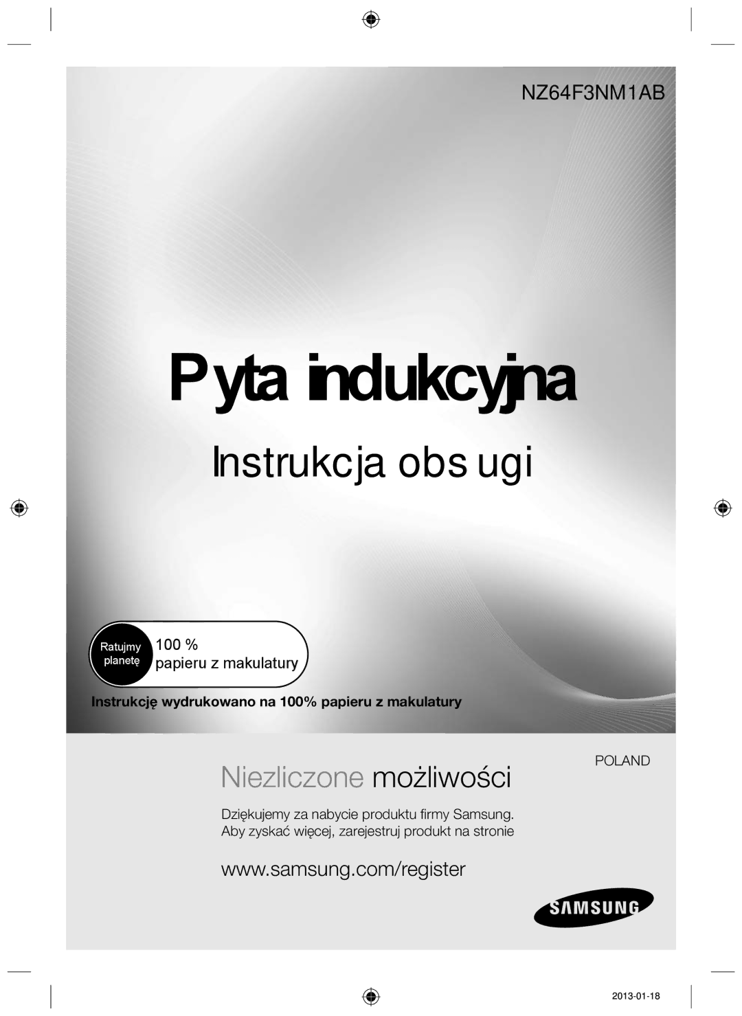 Samsung NZ64F3NM1AB/UR manual Płyta indukcyjna 